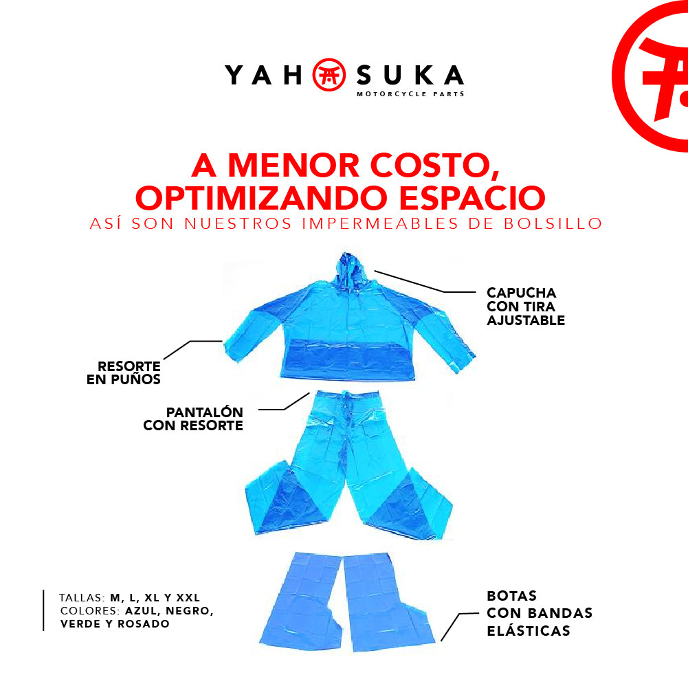 Impermeable plástico azul con reflectivo Yahosuka
